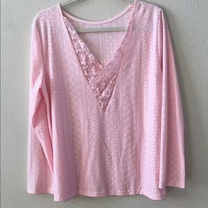 Pink Lace V-Neck Women's Top